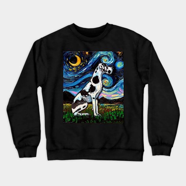 Great Dane Harlequin Night Crewneck Sweatshirt by sagittariusgallery